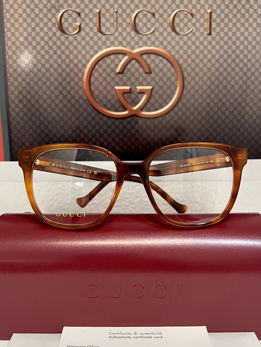 GUCCI GG1305OA Eyeglasses frames in color 003 Havana Tortoise